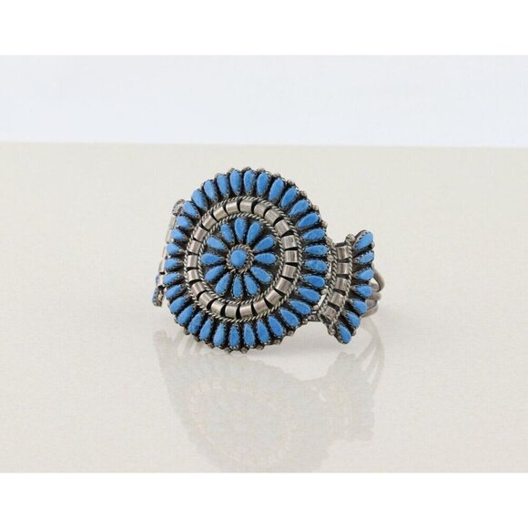 Sterling Silver Lapis Lazuli Cuff Bracelet M B Sterling 6 1/2" adjustable - Picture 7 of 9